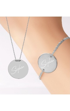 Bitmeyenkartus Kişiye Özel Isimli Yuvarlak Silver Kolye Ve Bileklik Set Gümüş Bitmeyenkartus Kişiye Özel Isimli Yuvarlak Silver Kolye Ve Bileklik Set Gümüş