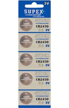 Supex CR2450-C5 3V Lityum Düğme Pil 5'li Supex CR2450-C5 3V Lityum Düğme Pil 5'li