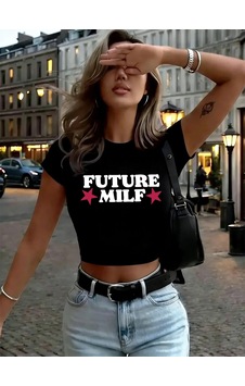 Tarzsokak Gelecek Milf Mektup Baskı Bayan Babby Teet-shirt Yaz Yumuşak Yüksek Elastik Üstler Y2k İnce Sokak Siyah Tarzsokak Gelecek Milf Mektup Baskı Bayan Babby Teet-shirt Yaz Yumuşak Yüksek Elastik Üstler Y2k İnce Sokak Siyah