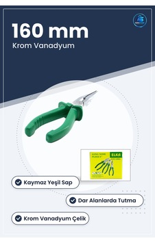 Kargaburun Pense 160 Mm Krom Vanadyum Yeşil Kaymaz Saplı Elektrik