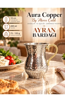 Aura Copper Ayran Bardağı 200 Ml Dövme Kulplu Su Meşrubat Bardağı Gümüş Aura Copper Ayran Bardağı 200 Ml Dövme Kulplu Su Meşrubat Bardağı Gümüş