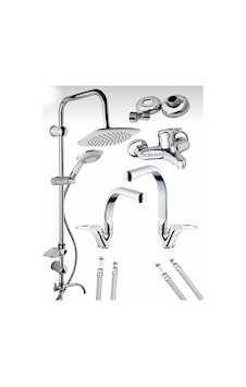 Balık Sırtı Borulu 4 Lü Set Banyo Bataryası, Mutfak Bataryası, Lavabo Bataryası Ve Robot Duş Seti Diğer