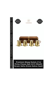 Premium Ahşap Kutulu 4'lü Pirinç Fincan Seti 4171 Misafir İkramı Sofra Ürünü Kahve Saati Çok Renkli Premium Ahşap Kutulu 4'lü Pirinç Fincan Seti 4171 Misafir İkramı Sofra Ürünü Kahve Saati Çok Renkli