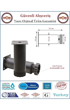 Metal Ayarlanabilir Koltuk - Mobilya - Baza Ayağı - 15cm - 2 Adet Siyah Metal Ayarlanabilir Koltuk - Mobilya - Baza Ayağı - 15cm - 2 Adet Siyah