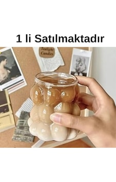 1'li Isıya Dayanıklı Borosilikat Boncuk Şekilli Bardak Kahve Ve Sunum Bardağı Şeffaf 1'li Isıya Dayanıklı Borosilikat Boncuk Şekilli Bardak Kahve Ve Sunum Bardağı Şeffaf