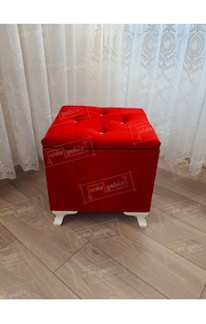 Lüks Sandıklı Tabure Puf 45 X 45 Cm Kırmızı Lüks Sandıklı Tabure Puf 45 X 45 Cm Kırmızı