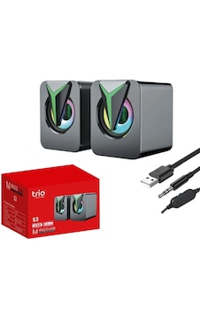 Trio Trs3 2.0 Multimedia Rgb Işıklı 3w 2 Siyah Usb Speaker Hoparlör