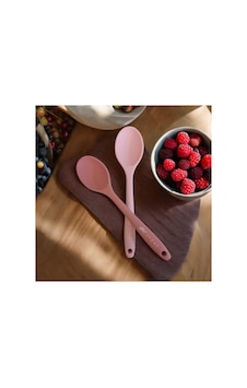 20cm Isıya Dayanıklı 2'li Silikon Kaşık Seti Pembe Tozpembe Pembe - Tozpembe