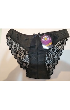 Papatya Dantel Detaylı Kadın Külot Slip V35 Siyah Papatya Dantel Detaylı Kadın Külot Slip V35 Siyah