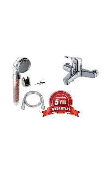 Moonshop 5 Banyo Bataryası + Duş Seti + Fonksiyonlu Duş Başlığı Batarya Seti Krom