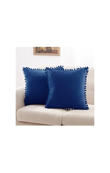 Ponponlu Dekoratif Kırlent Kılıfı 2 Adet 50x50 Cm Lacivert Ponponlu Dekoratif Kırlent Kılıfı 2 Adet 50x50 Cm Lacivert