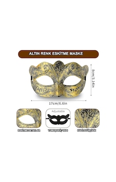 Altın Renk Eskitme Maskeli Balo Maskesi Venedik Tarzı Parti N712 Tüm Yaşlar Altın Renk Eskitme Maskeli Balo Maskesi Venedik Tarzı Parti N712 Tüm Yaşlar