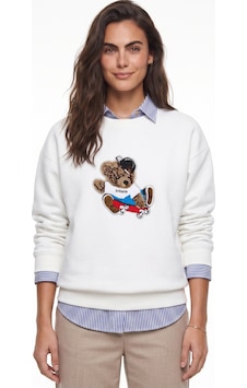 Onloox Kadın Beyaz Beyaz Pamuklu Bisiklet Yaka Salaş Kesim Teddy Nakış İşlemeli Uzun Kollu Sweatshirt Onloox Kadın Beyaz Beyaz Pamuklu Bisiklet Yaka Salaş Kesim Teddy Nakış İşlemeli Uzun Kollu Sweatshirt