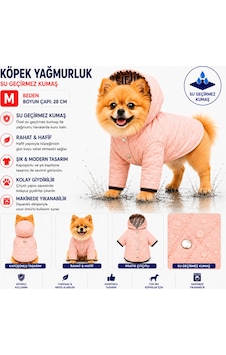 Köpek Yağmurluk M Beden Boyun Çapı 28 Cm Su Geçirmez Kapüşonlu Çıtçıtlı - Pembe Köpek Yağmurluk M Beden Boyun Çapı 28 Cm Su Geçirmez Kapüşonlu Çıtçıtlı - Pembe