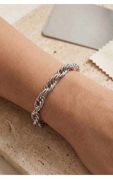 Sarmal / Halat Zincir Silver Çelik Bileklik Kadın Kalın Zincir Bileklik Vega Serisi Sarmal / Halat Zincir Silver Çelik Bileklik Kadın Kalın Zincir Bileklik Vega Serisi