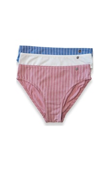 Kom Stripe 3'lü Kadın Bikini Külot 001