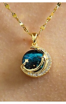 Altın Renk Singapur Zincir Mavi Zirkon Taşlı Gezegen Vip Solmaz Kararmaz Çelik Kolye Gold Altın Renk Singapur Zincir Mavi Zirkon Taşlı Gezegen Vip Solmaz Kararmaz Çelik Kolye Gold