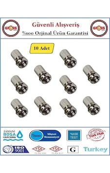 F Konnektör Uydu Anten Kablosu Ucu - Rg6 - 10adet F Konnektör Uydu Anten Kablosu Ucu - Rg6 - 10adet