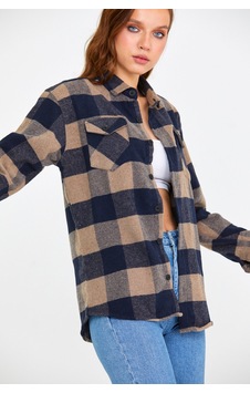 Cool Tarz Kahverengi Kadın Slim Fit Düğmeli Yaka Çift Cepli Oduncu Ekose Gömlek Kahverengi Kahverengi Cool Tarz Kahverengi Kadın Slim Fit Düğmeli Yaka Çift Cepli Oduncu Ekose Gömlek Kahverengi Kahverengi
