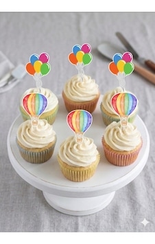 Gökkuşağı Konsept 12li Cupcake Kürdan 12li Pipet Seti Kırmızı Gökkuşağı Konsept 12li Cupcake Kürdan 12li Pipet Seti Kırmızı