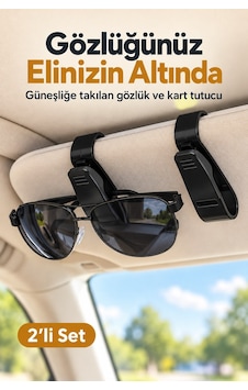 Araç Güneşlik Gözlük Tutucu Mandal Klips 2'li Set Araç Güneşlik Gözlük Tutucu Mandal Klips 2'li Set
