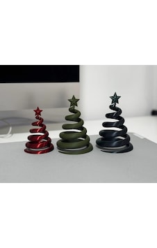 3d Baskı 3lü Spiral Yılbaşı Ağacı Seti Yıldız Tepelikli Masaüstü Süs Diğer