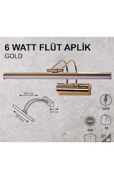 6W FLÜT APLİK - GOLD KASA - GÜNIŞIĞI 6W FLÜT APLİK - GOLD KASA - GÜNIŞIĞI