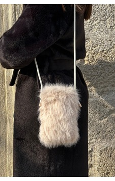 Mollycrush Kadın Askılı Peluş Krem Çanta Kürk Postacı Model Krem