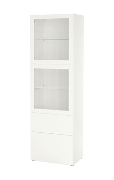 Dolap Kombinasyonu, Beyaz-şeffaf Cam, 60x42x193 Cm, Lappvıken, Fren Raylı Dolap Kombinasyonu, Beyaz-şeffaf Cam, 60x42x193 Cm, Lappvıken, Fren Raylı