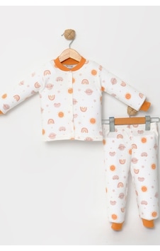 Kız Çocuk Desenli Pamuklu 2'li Pijama Takımı Turuncu Kız Çocuk Desenli Pamuklu 2'li Pijama Takımı Turuncu