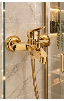 Flextail Gold Pirinç Banyo Bataryası Duş Musluğu Sıcak Soğuk Altın Tek Kollu Flextail Gold Pirinç Banyo Bataryası Duş Musluğu Sıcak Soğuk Altın Tek Kollu