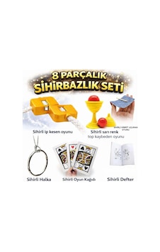 8 Li Sihirbazlık Seti Kibrit, Defter, Halka, Kupa, İp, 3 Lü Kart 8 Li Sihirbazlık Seti Kibrit, Defter, Halka, Kupa, İp, 3 Lü Kart