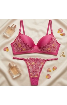Love Secret Dolgusuz Pembe Çiçek Detaylı Sütyen Takımı Love Secret Dolgusuz Pembe Çiçek Detaylı Sütyen Takımı