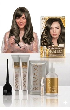 Maxx Deluxe Golden Beauty Set Saç Boyası 7.1 Küllü Kumral 2 Li + Fırça+pratik Boya Kabı