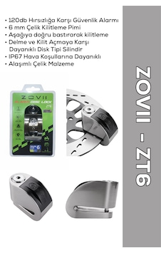 Zt6 Gri 120 Db Alarmlı Motosiklet Disk Kilidi Ip67, Su Geçirmez, Çelik Güvenlik Kilidi Disk Kilidi Zt6 Gri 120 Db Alarmlı Motosiklet Disk Kilidi Ip67, Su Geçirmez, Çelik Güvenlik Kilidi Disk Kilidi