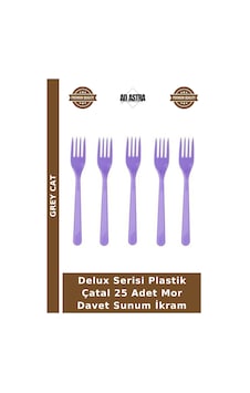 Delux Serisi Plastik Çatal 25 Adet Mor Davet Sunum İkram