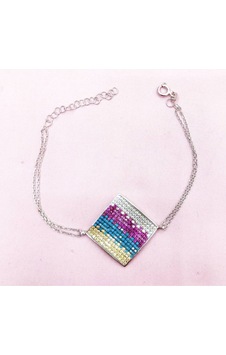 Oriental Kuyumculuk Jewellery Renkli Taşlı Kare Üçgen Gümüş Bileklik Rose Oriental Kuyumculuk Jewellery Renkli Taşlı Kare Üçgen Gümüş Bileklik Rose