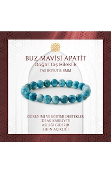 Saff Doğaltaş Buz Mavisi Apatit 8 MM Doğal Taş Bileklik Çok Renkli Saff Doğaltaş Buz Mavisi Apatit 8 MM Doğal Taş Bileklik Çok Renkli
