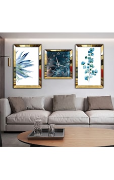 MAVİ ÇİÇEK AYNALI GOLD PLEKSİ ÇERÇEVELİ MDF TABLO VE SAAT SETİ MAVİ ÇİÇEK AYNALI GOLD PLEKSİ ÇERÇEVELİ MDF TABLO VE SAAT SETİ