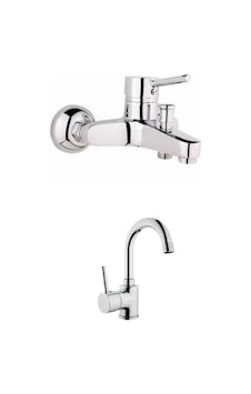 Inventa Delta Lavabo Bataryası + Aç Kapa Banyo Bataryası Krom Inventa Delta Lavabo Bataryası + Aç Kapa Banyo Bataryası Krom