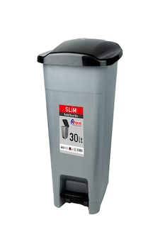 Aform Çöp Kovası Slim Pedallı 30lt Gri - Siyah