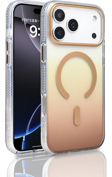 Apple Uyumlu iPad iPhone 17 Pro Max Kılıf M-safe Şarj Özellikli Transparan Renk Geçişli Zore Toros Kapak Gold Apple Uyumlu iPad iPhone 17 Pro Max Kılıf M-safe Şarj Özellikli Transparan Renk Geçişli Zore Toros Kapak Gold