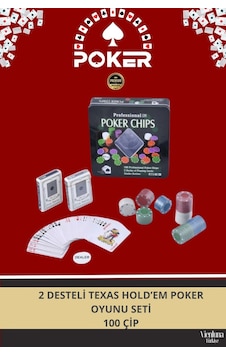 Lüks Texas Holdem Metal Poker Blackjack Seti 100 Çip 2 Deste Casino Poker Oyunu Seti