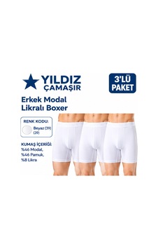 Yıldız Çamaşır Erkek Modal Likralı Boxer 36-37-38-39-40-41-42 - 3 Adet Beyaz Yıldız Çamaşır Erkek Modal Likralı Boxer 36-37-38-39-40-41-42 - 3 Adet Beyaz