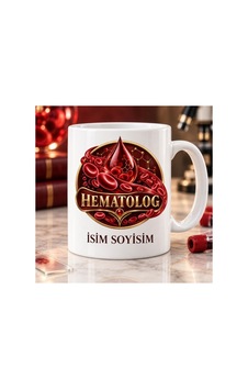 Hematolog Kupa Bardak Kan Damlası Ve Hücre Desenli Beyaz Beyaz Hematolog Kupa Bardak Kan Damlası Ve Hücre Desenli Beyaz Beyaz