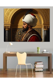 Osmanlı Sultanı Kavuklu Profil Portresi Dekoratif Kanvas - Mdf Ahşap Tablo Osmanlı Sultanı Kavuklu Profil Portresi Dekoratif Kanvas - Mdf Ahşap Tablo