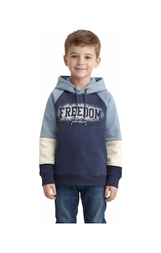 Monox Erkek Çocuk Feedom Baskılı 3 İplik Şardonlu Kapşonlu Sweatshirt İndigo Monox Erkek Çocuk Feedom Baskılı 3 İplik Şardonlu Kapşonlu Sweatshirt İndigo