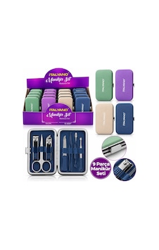 İtalyano Ka-070 7 Parça Manikür Pedikür Seti Mavi Krom Düz Renk Çantalı- 12'li Paket İtalyano Ka-070 7 Parça Manikür Pedikür Seti Mavi Krom Düz Renk Çantalı- 12'li Paket