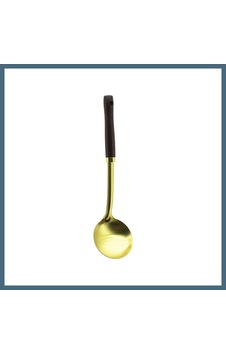 Agc Uygun Sepet Metal Servis Kepçe Ahşap Saplı 35cm Altın Agc