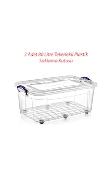 3 Adet 80 Litre Tekerlekli Maxı Multi Box Saklama Kutusu - E-515 3 Adet 80 Litre Tekerlekli Maxı Multi Box Saklama Kutusu - E-515